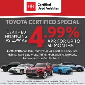 Certified Financing as low as 4.99% at Passport Toyota – Passport ...