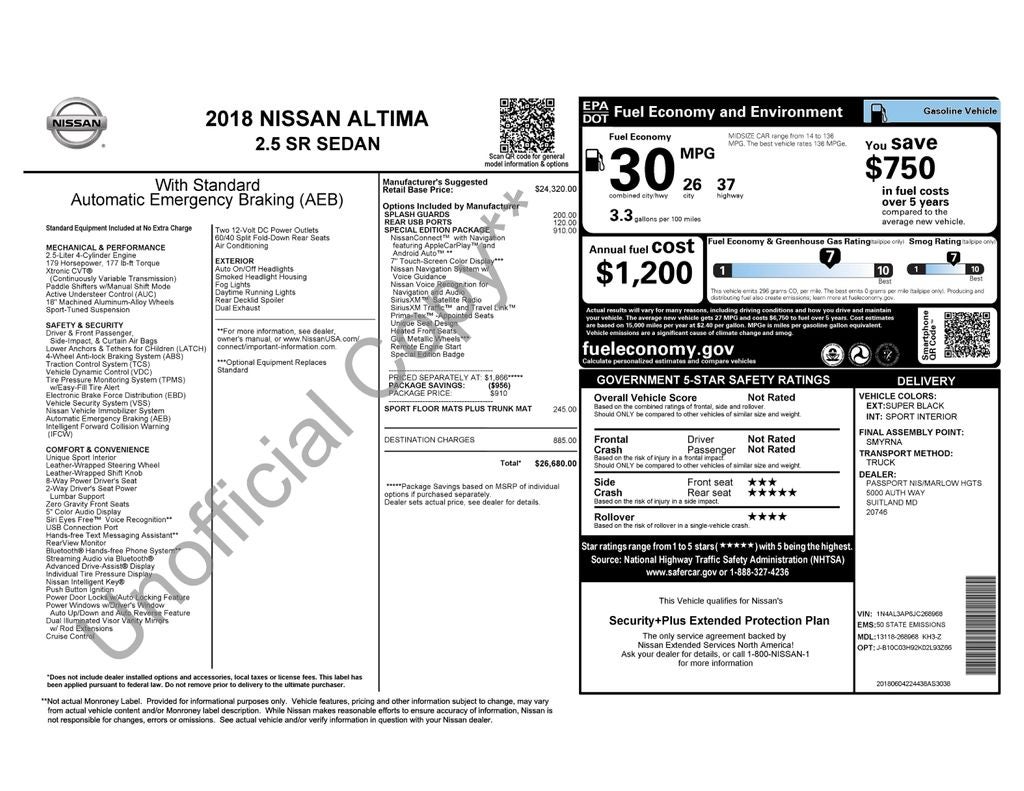 2018 Nissan Altima 2.5 SR