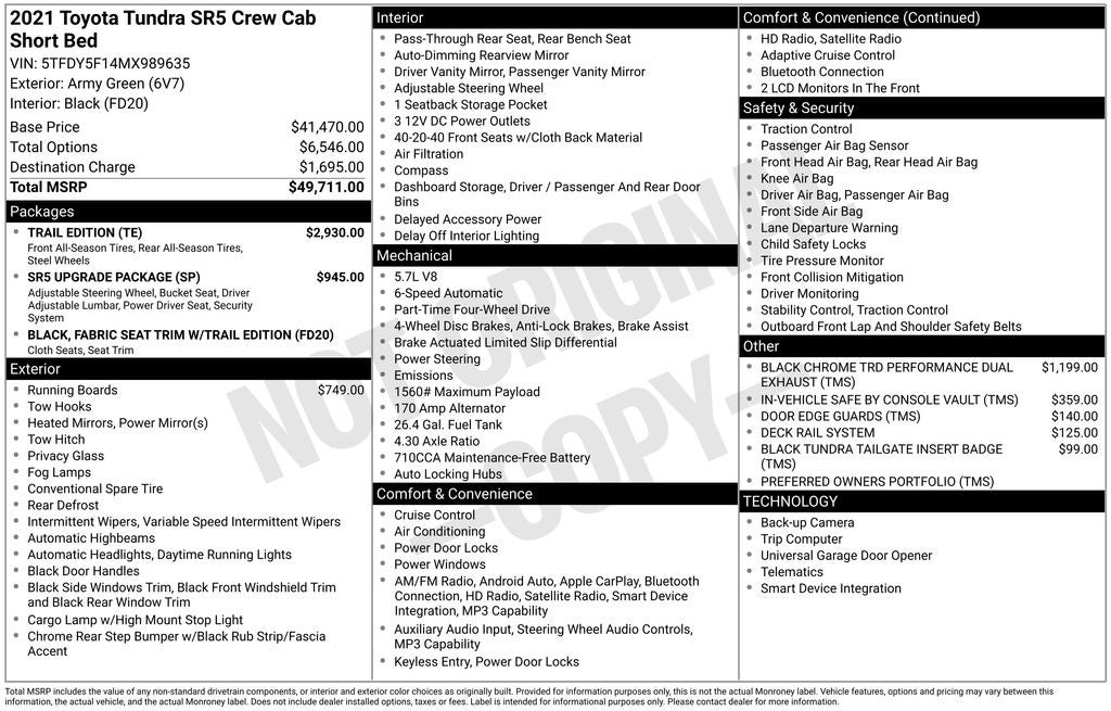 2021 Toyota Tundra SR5 5.7L V8