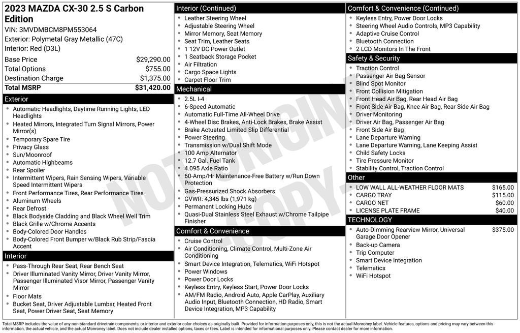 2023 Mazda Mazda CX-30 2.5 S Carbon Edition