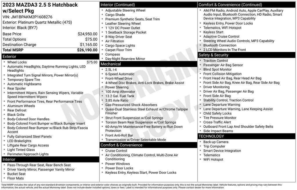 2023 Mazda Mazda3 2.5 S Select Package