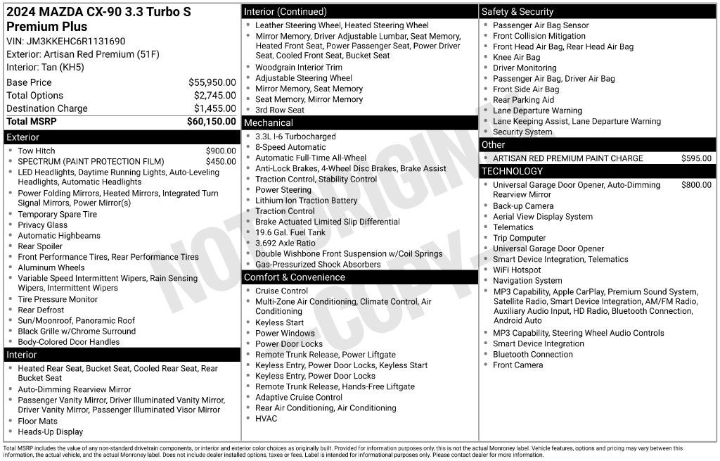 2024 Mazda Mazda CX-90 3.3 Turbo S Premium Plus