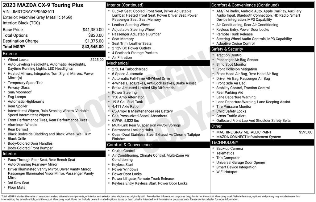 2023 Mazda Mazda CX-9 Touring Plus
