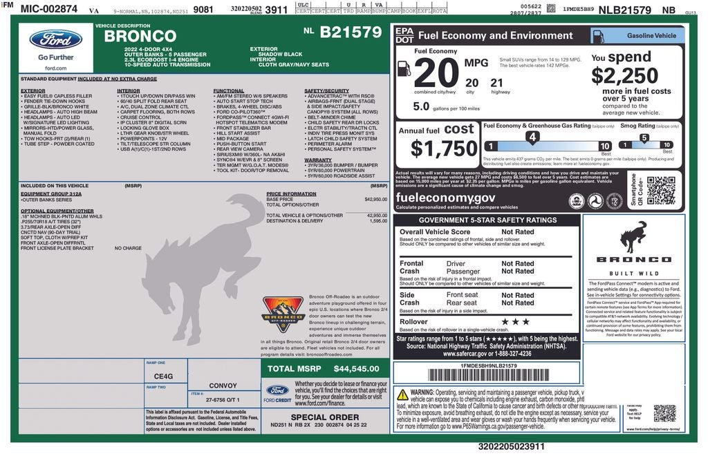 2022 Ford Bronco Outer Banks