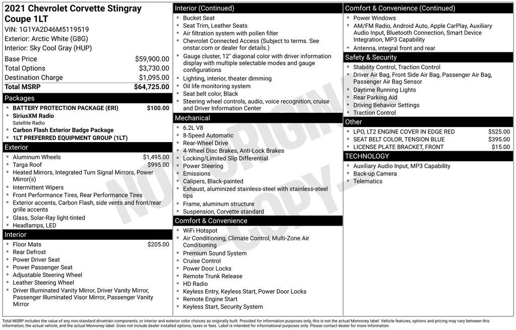 2021 Chevrolet Corvette Stingray 1LT