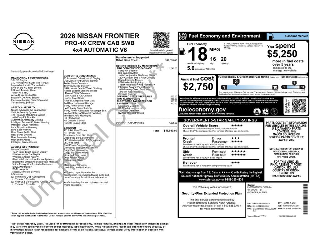 2026 Nissan Frontier PRO-4X Nissan Certified