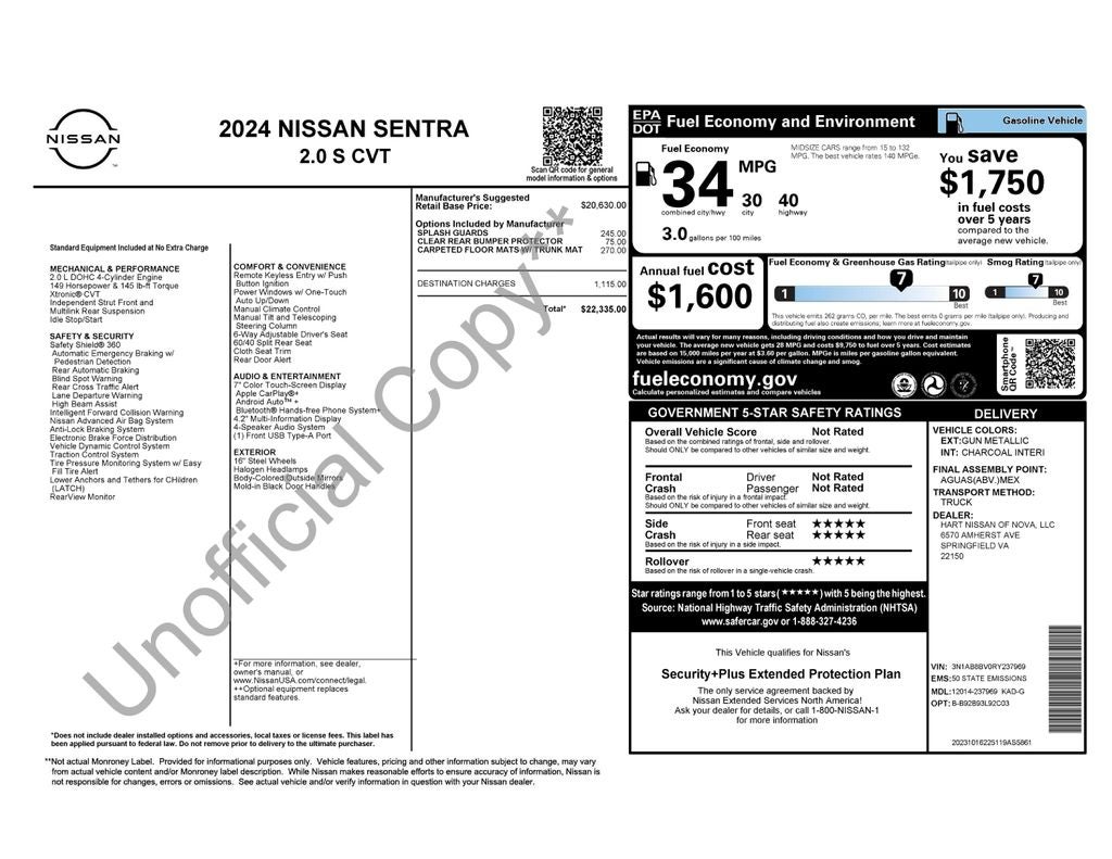 2024 Nissan Sentra S Nissan Certified