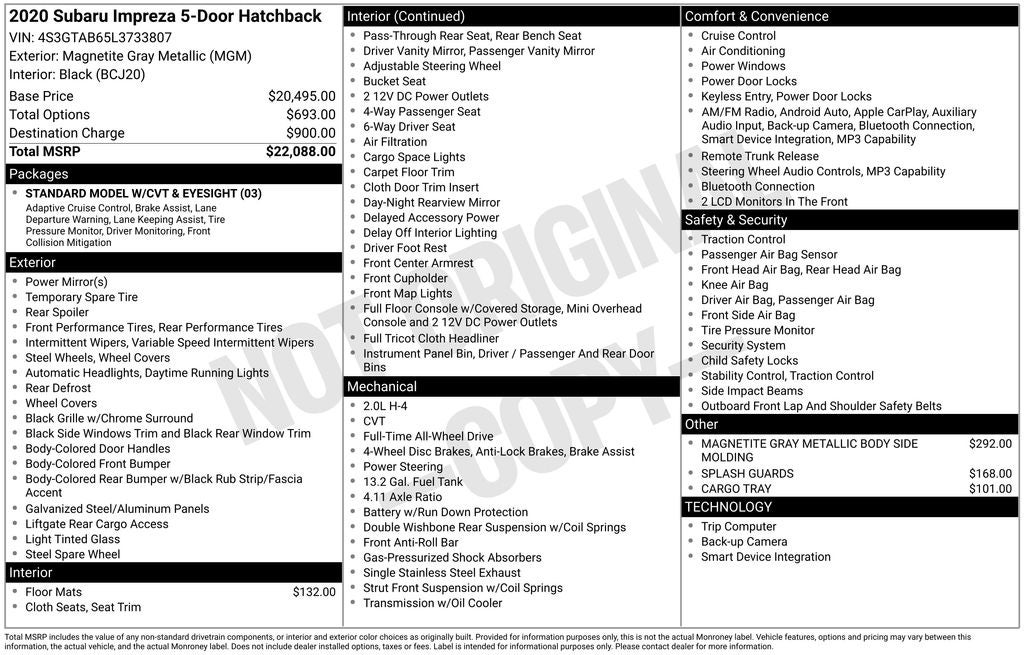 2020 Subaru Impreza Base