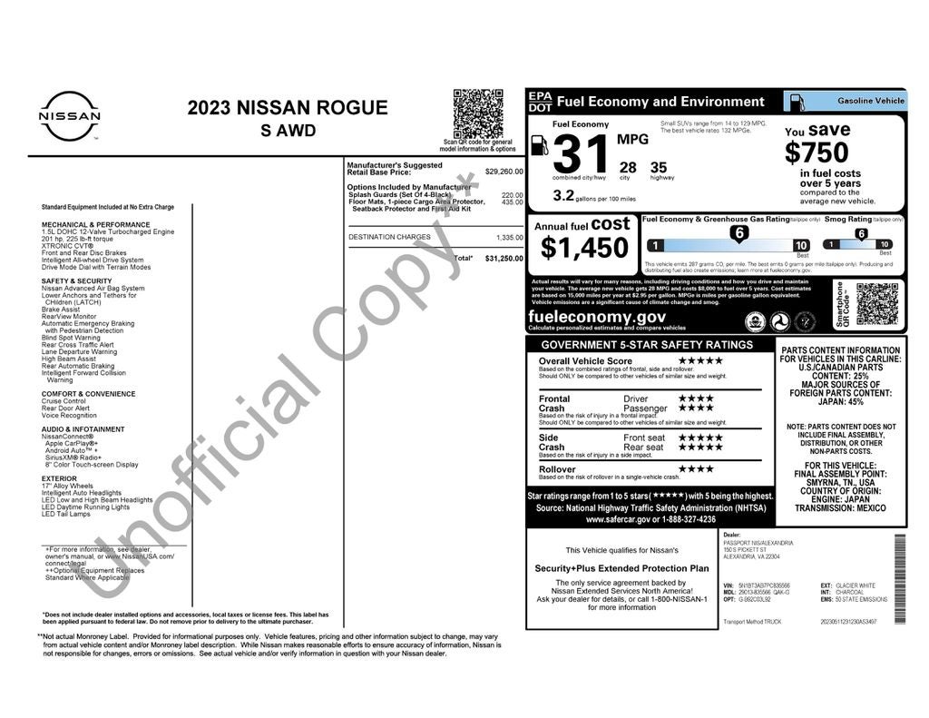 2023 Nissan Rogue S Nissan Certified