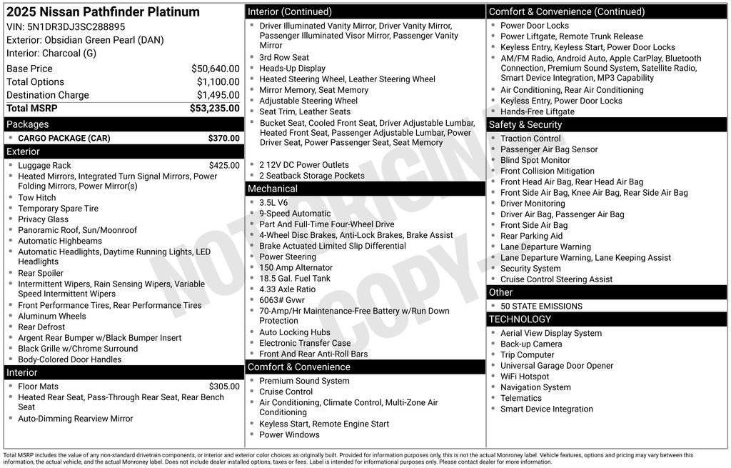 2025 Nissan Pathfinder Platinum