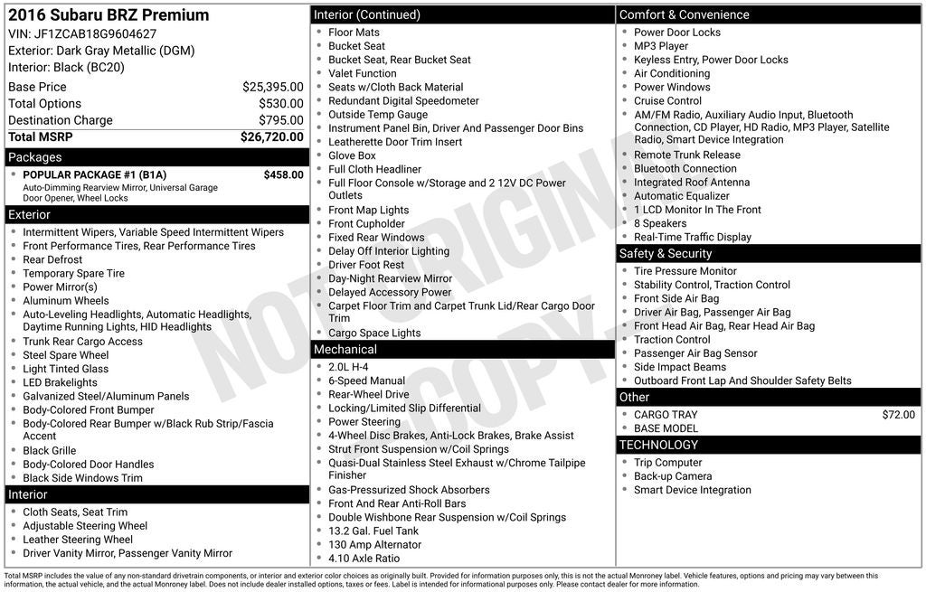 2016 Subaru BRZ Premium