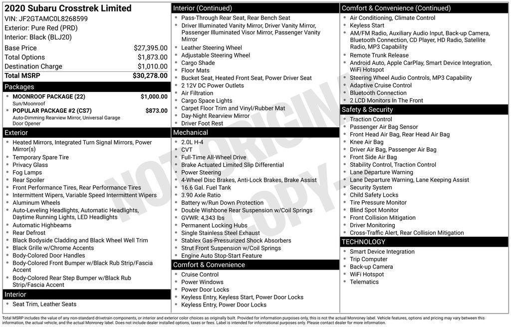 2020 Subaru Crosstrek Limited