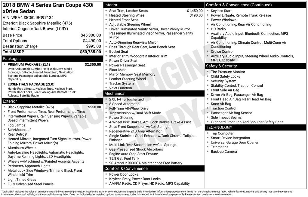 2018 BMW 4 Series 430i Gran Coupe