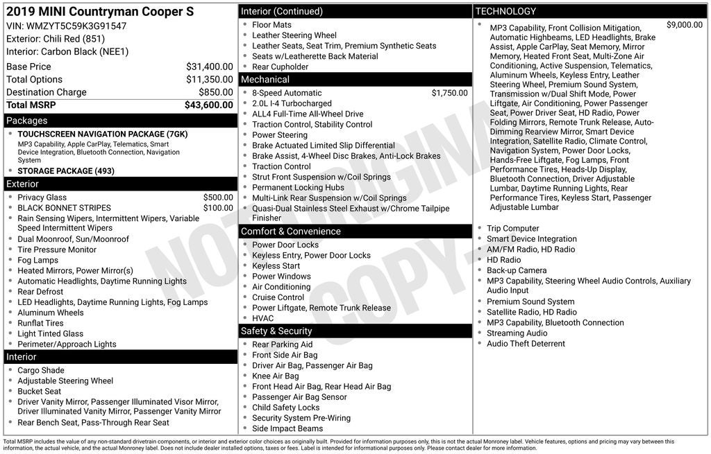 2019 MINI Cooper S Countryman Base
