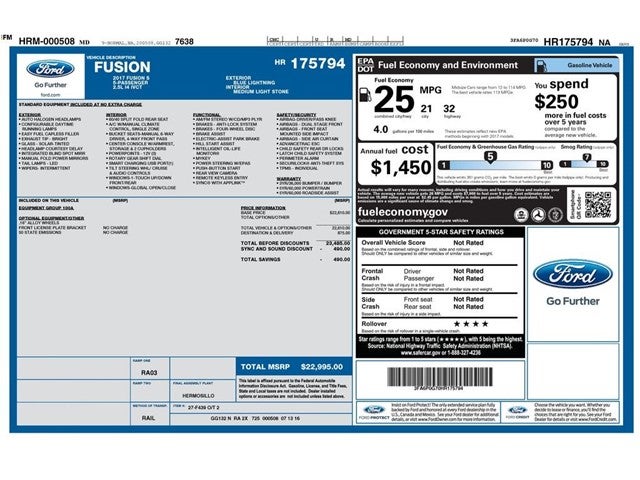 2017 Ford Fusion S