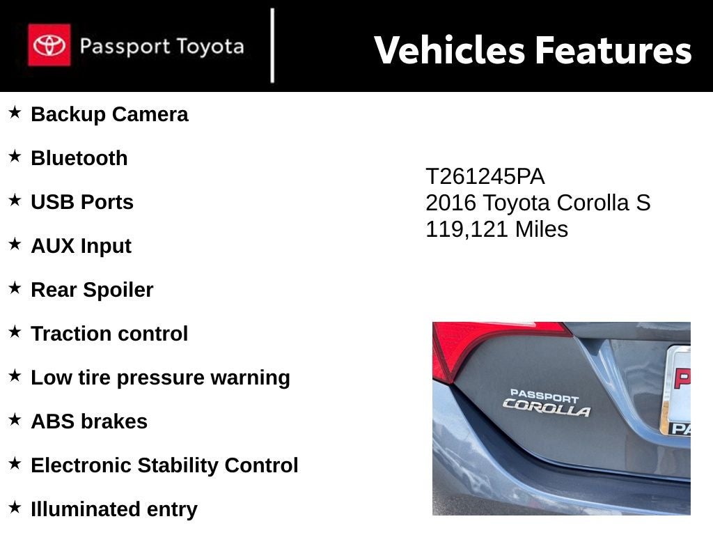 2016 Toyota Corolla S