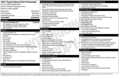 2021 Toyota Sienna XLE 8 Passenger