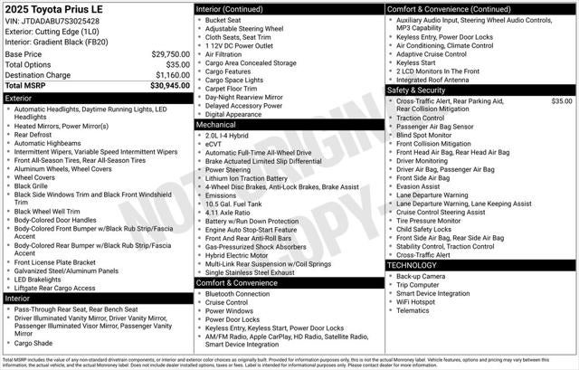 2025 Toyota Prius LE