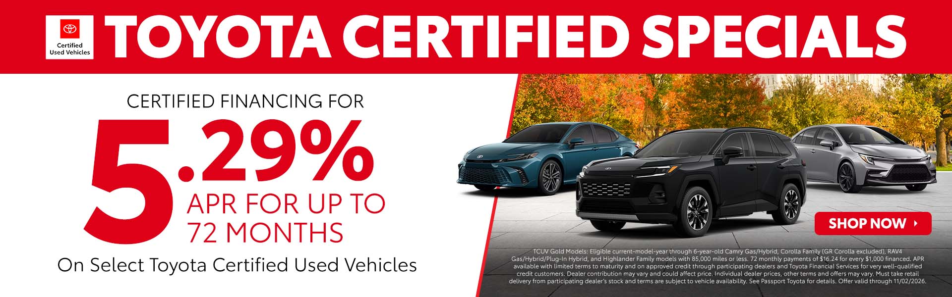 Toyota certified pre-owned specials